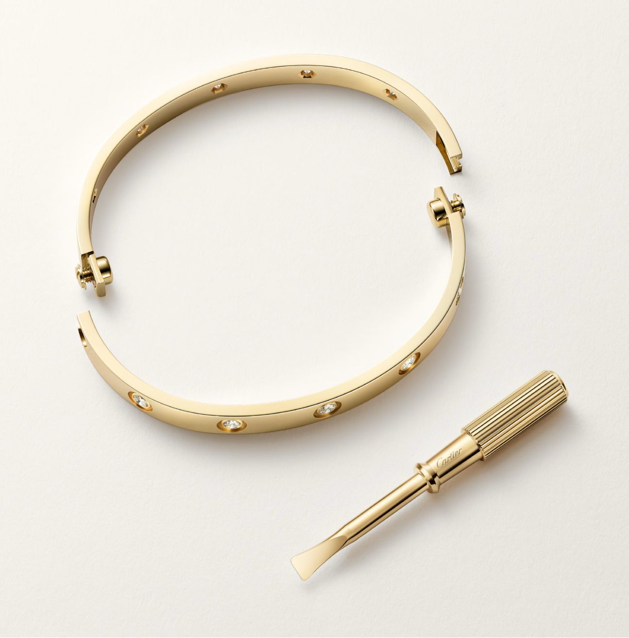CARTIER LOVE BRACELET 10-DIAMONDS (18K YELLOW GOLD/ROSE GOLD/WHITE GOLD PLATED)
