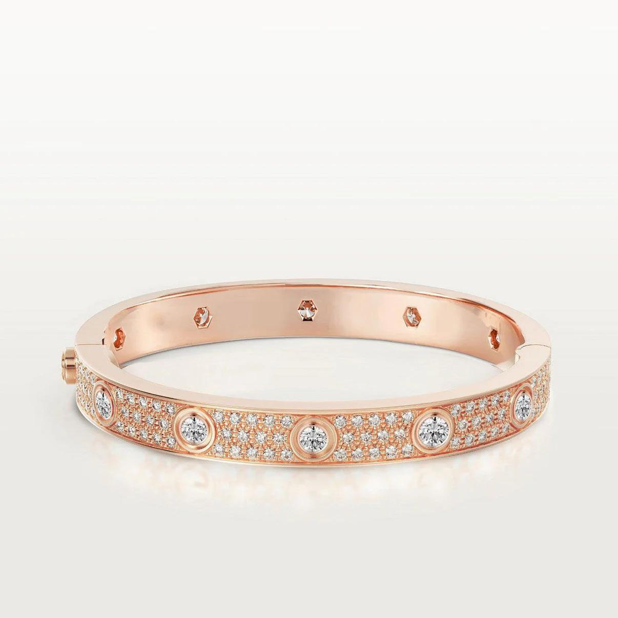 C.ARTIER LOVE BRACELET CLASSIC PAVED 12 DIAMONDS (18K YELLOW GOLD/ROSE GOLD/WHITE GOLD PLATED)
