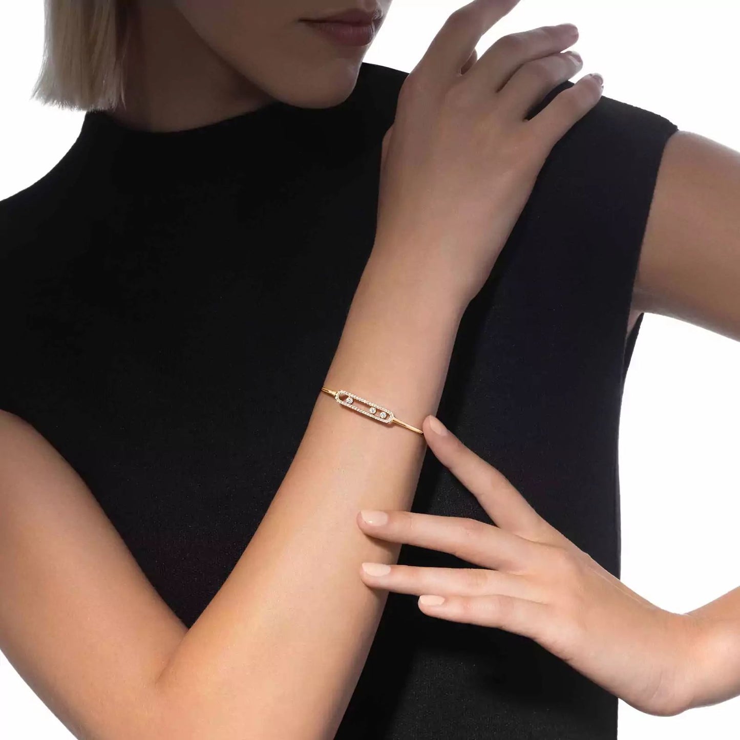 M.ESSIKA MOVE PAVE THIN BRACELET (18K YELLOW GOLD/ROSE GOLD/WHITE GOLD PLATED)