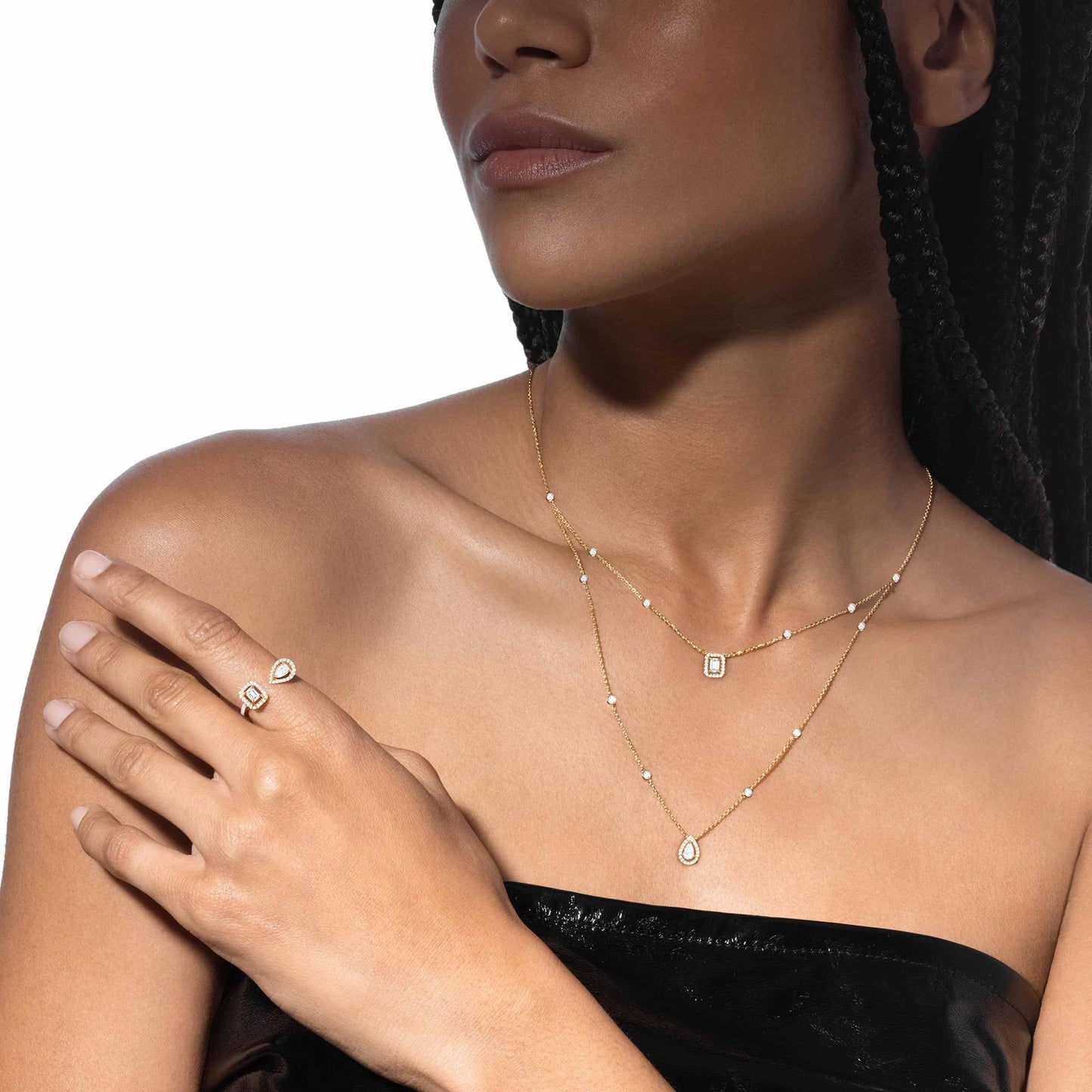 M.ESSIKA MY TWIN 2 ROWS NECKLACE (18K YELLOW GOLD/ROSE GOLD/WHITE GOLD PLATED)