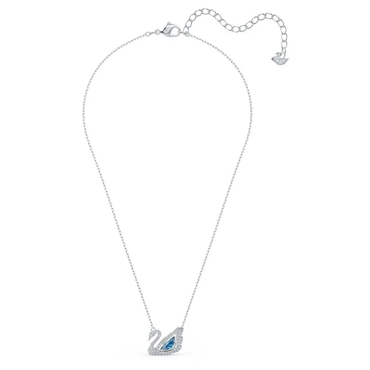 S.WAROSKI SWAN NECKLACE BLUE (RHODIUM PLATED)