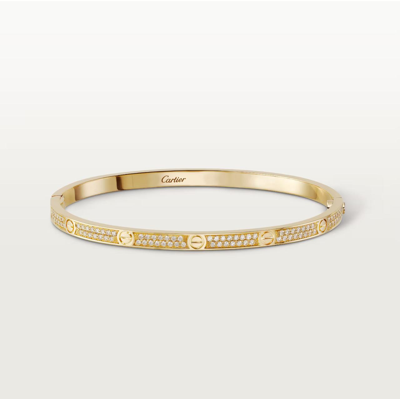 C.ARTIER LOVE BRACELET CLASSIC PAVED THIN MODEL (18K YELLOW GOLD/ROSE GOLD/WHITE GOLD PLATED)
