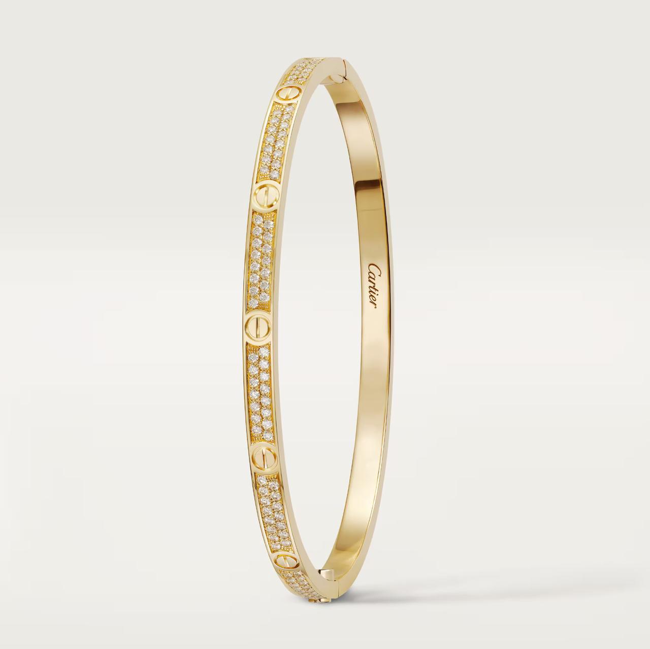 C.ARTIER LOVE BRACELET CLASSIC PAVED THIN MODEL (18K YELLOW GOLD/ROSE GOLD/WHITE GOLD PLATED)