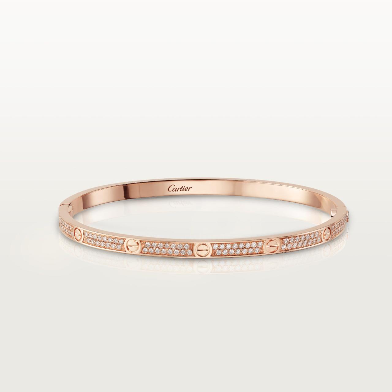 C.ARTIER LOVE BRACELET CLASSIC PAVED THIN MODEL (18K YELLOW GOLD/ROSE GOLD/WHITE GOLD PLATED)