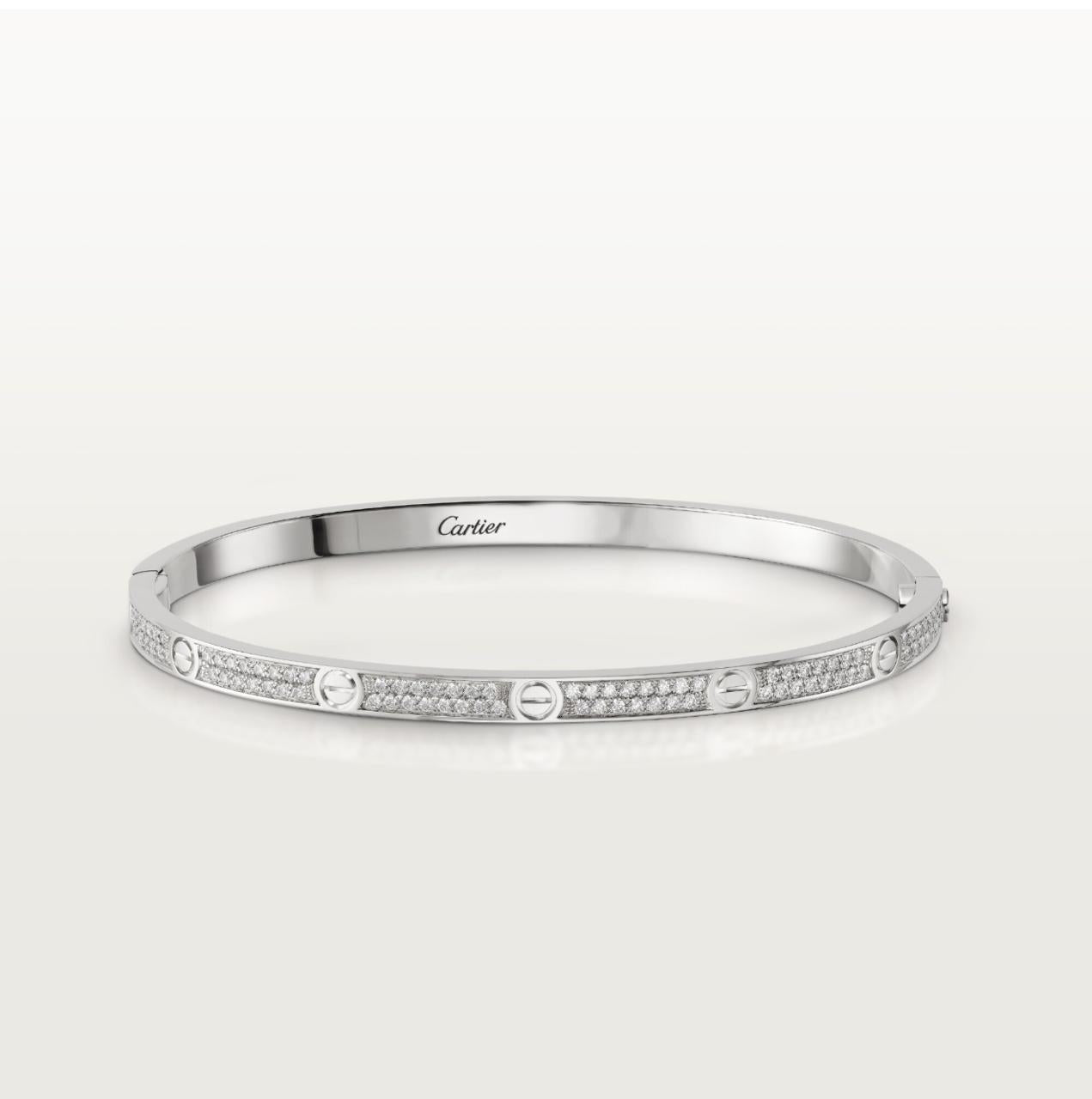 C.ARTIER LOVE BRACELET CLASSIC PAVED THIN MODEL (18K YELLOW GOLD/ROSE GOLD/WHITE GOLD PLATED)