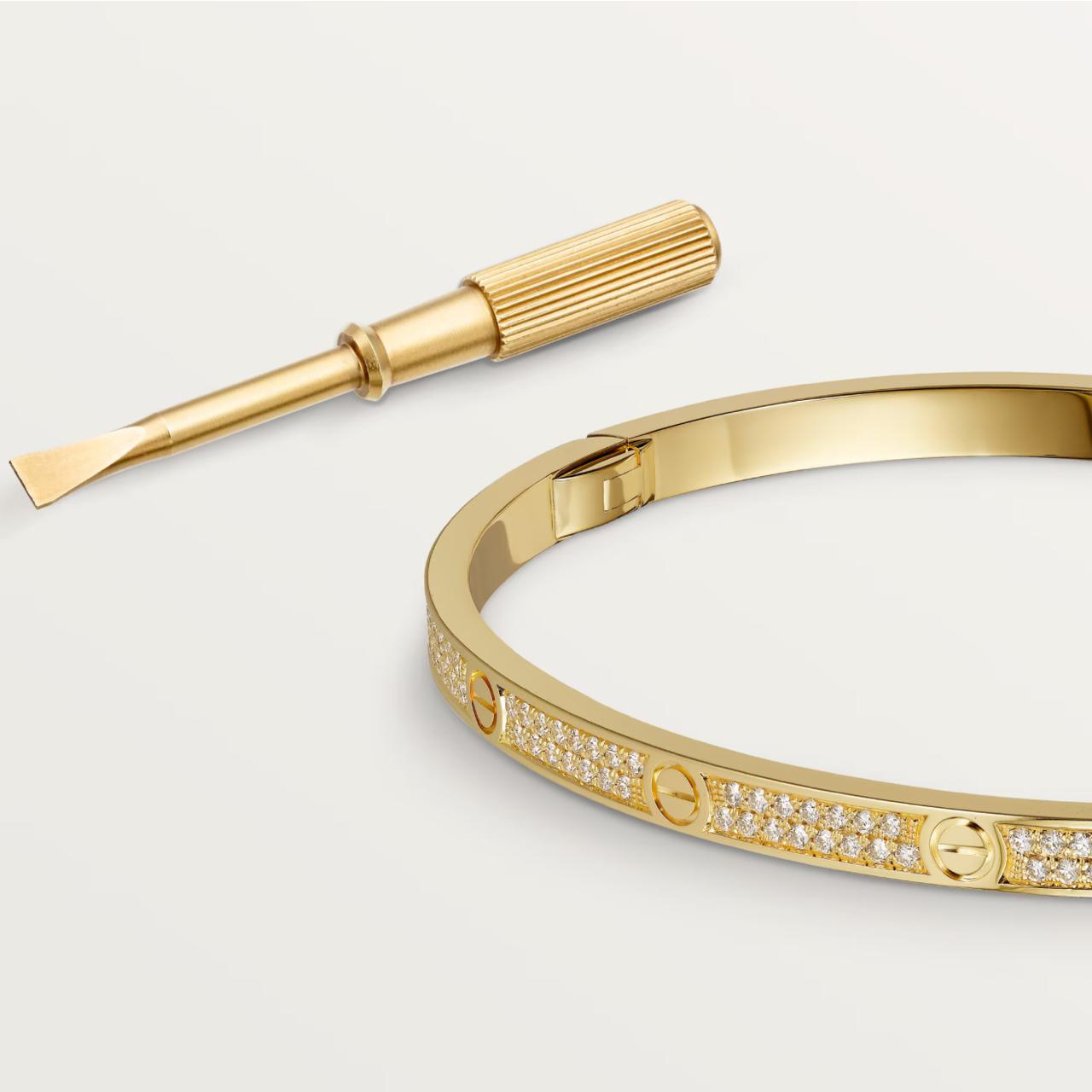 C.ARTIER LOVE BRACELET CLASSIC PAVED THIN MODEL (18K YELLOW GOLD/ROSE GOLD/WHITE GOLD PLATED)