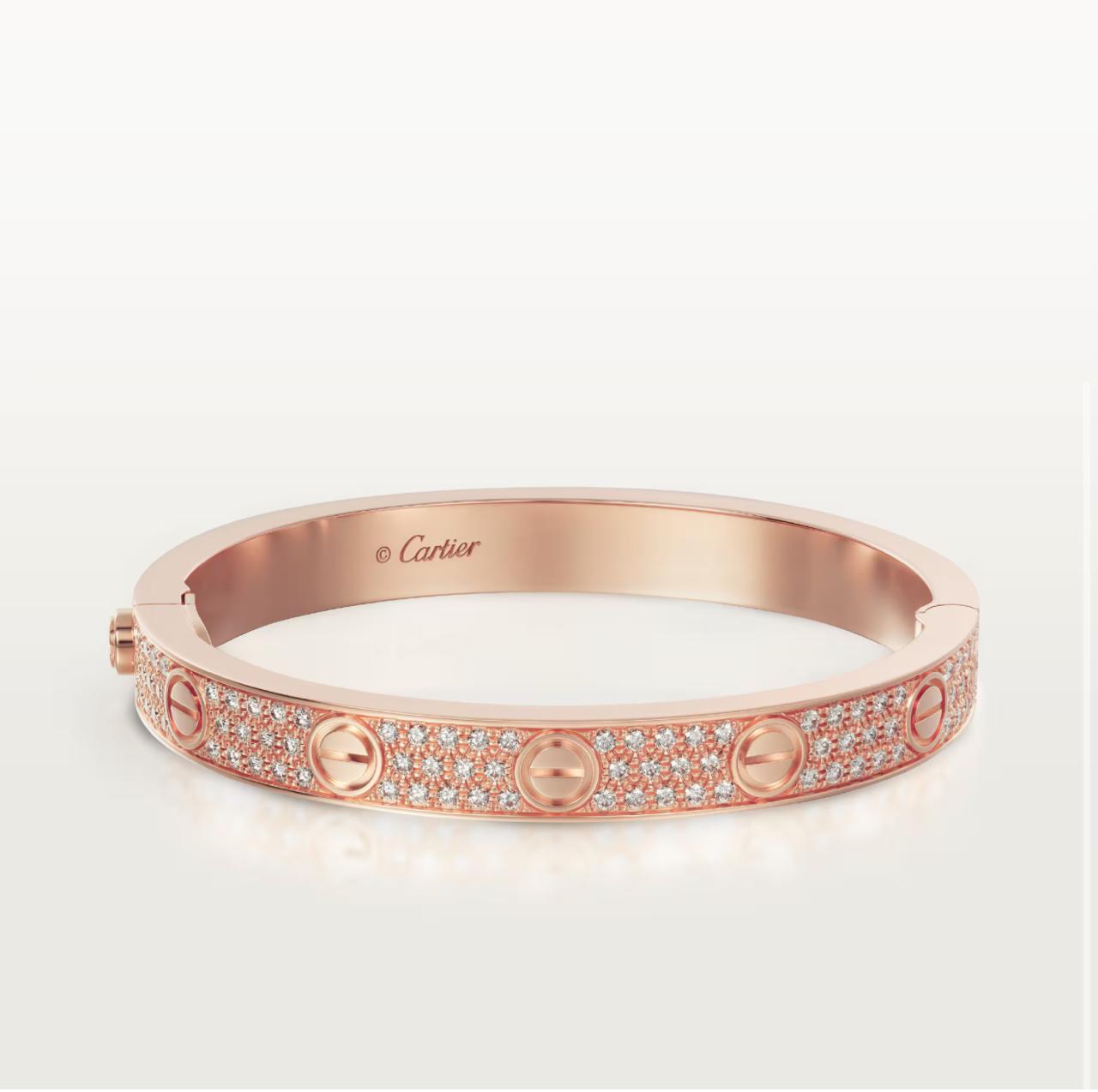 C.ARTIER LOVE BRACELET CLASSIC PAVED (18K YELLOW GOLD/ROSE GOLD/WHITE GOLD PLATED)