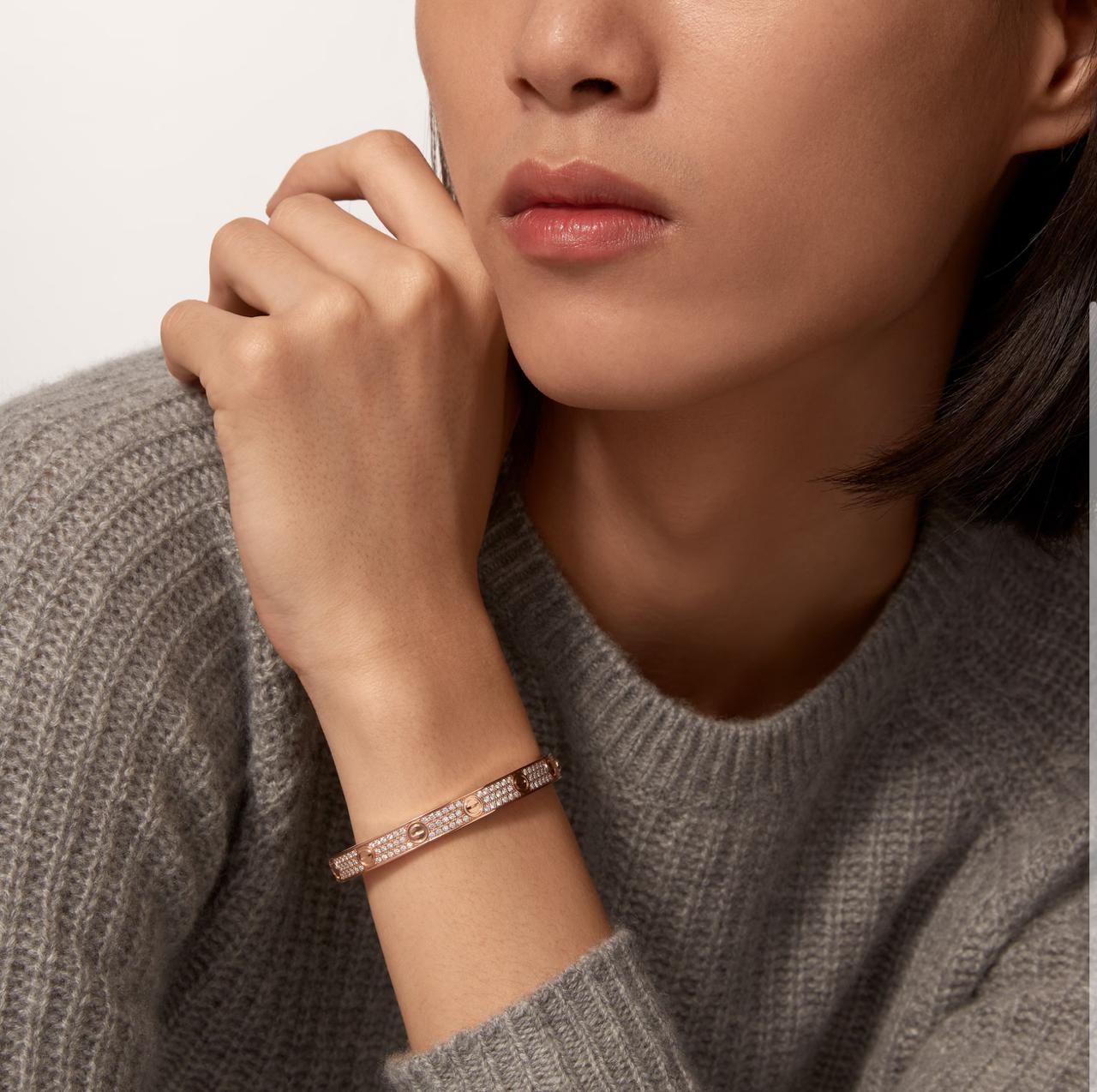 C.ARTIER LOVE BRACELET CLASSIC PAVED (18K YELLOW GOLD/ROSE GOLD/WHITE GOLD PLATED)