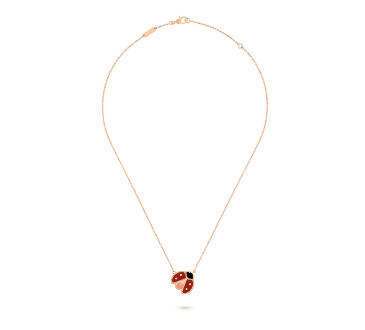V.ANCLEEF LUCKY SPRING OPEN WINGS LADYBUG PENDANT (18K ROSE GOLD PLATED)