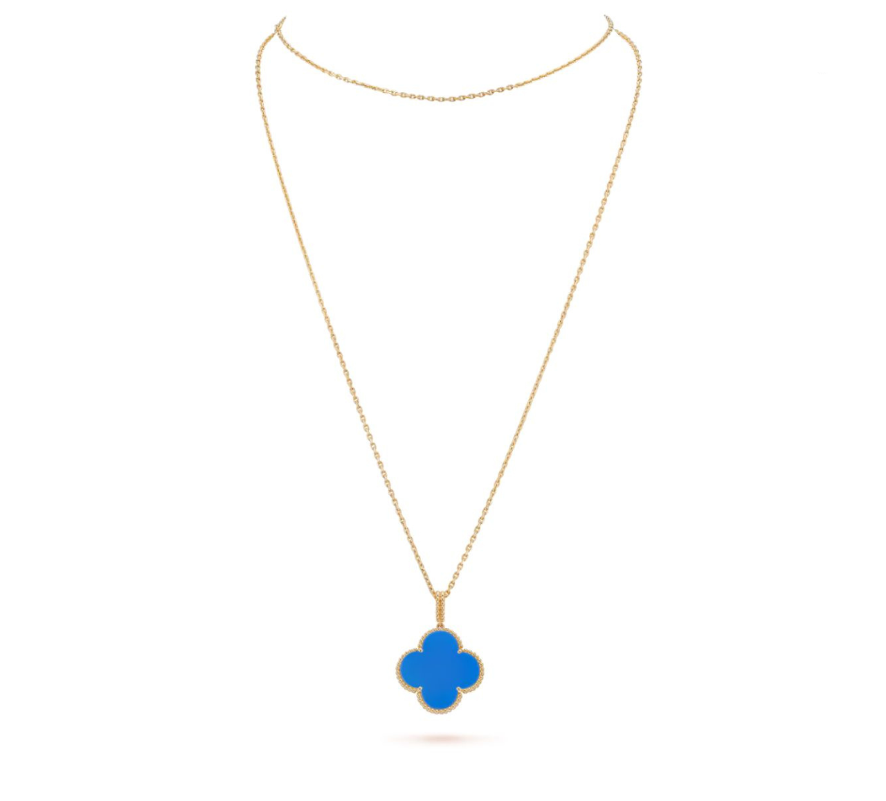 V.ANCLEEF MAGIC LONG NECKLACE SINGLE CLOVER (18K YELLOW GOLD PLATED)