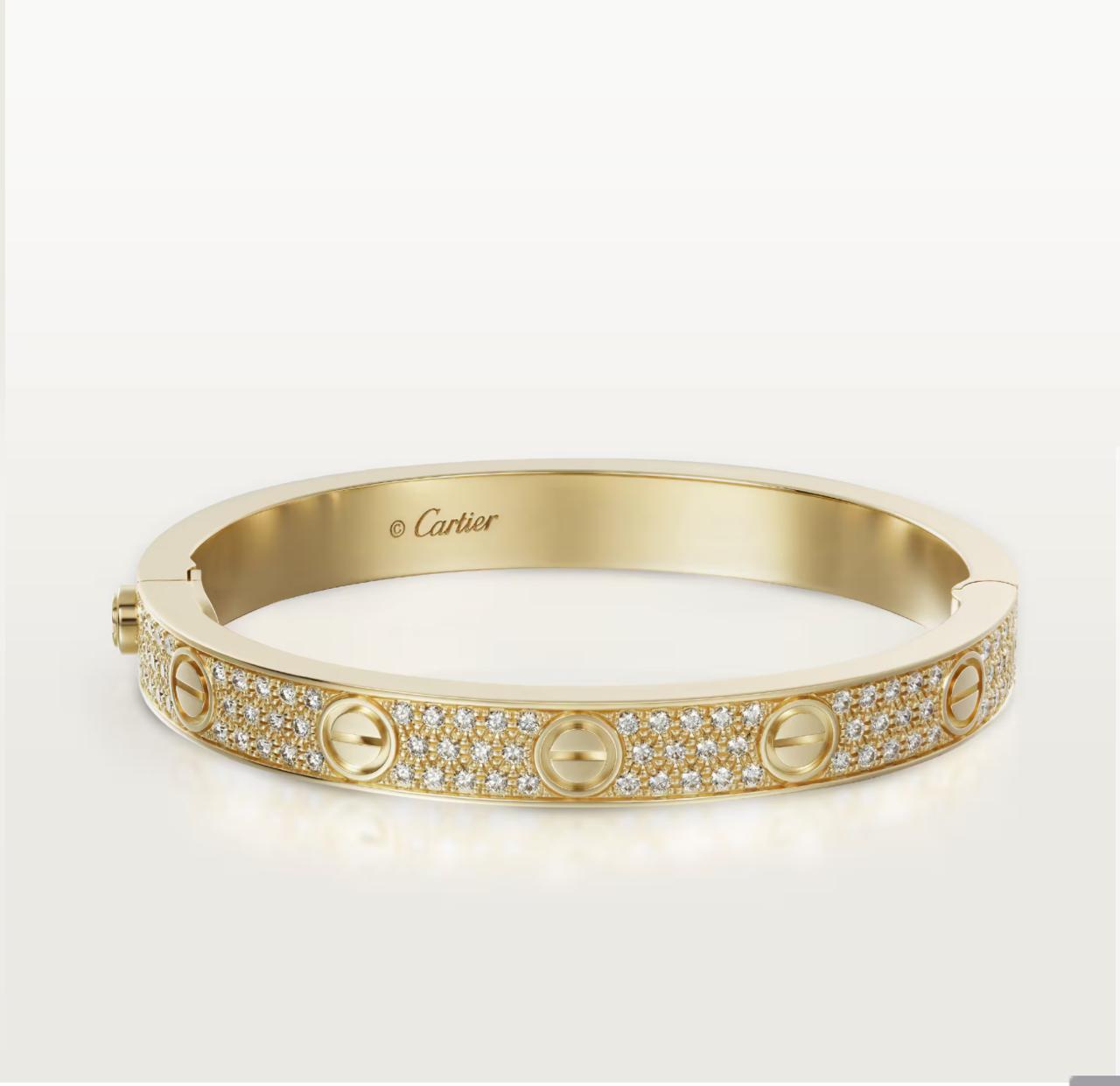 C.ARTIER LOVE BRACELET CLASSIC PAVED (18K YELLOW GOLD/ROSE GOLD/WHITE GOLD PLATED)