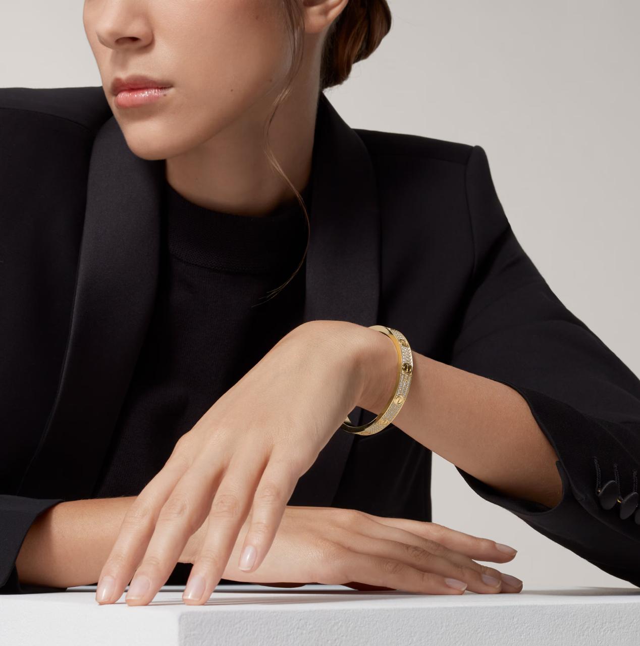 C.ARTIER LOVE BRACELET CLASSIC PAVED (18K YELLOW GOLD/ROSE GOLD/WHITE GOLD PLATED)