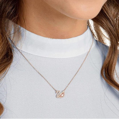 S.WAROSKI SWAN NECKLACE (ROSE GOLD PLATED)