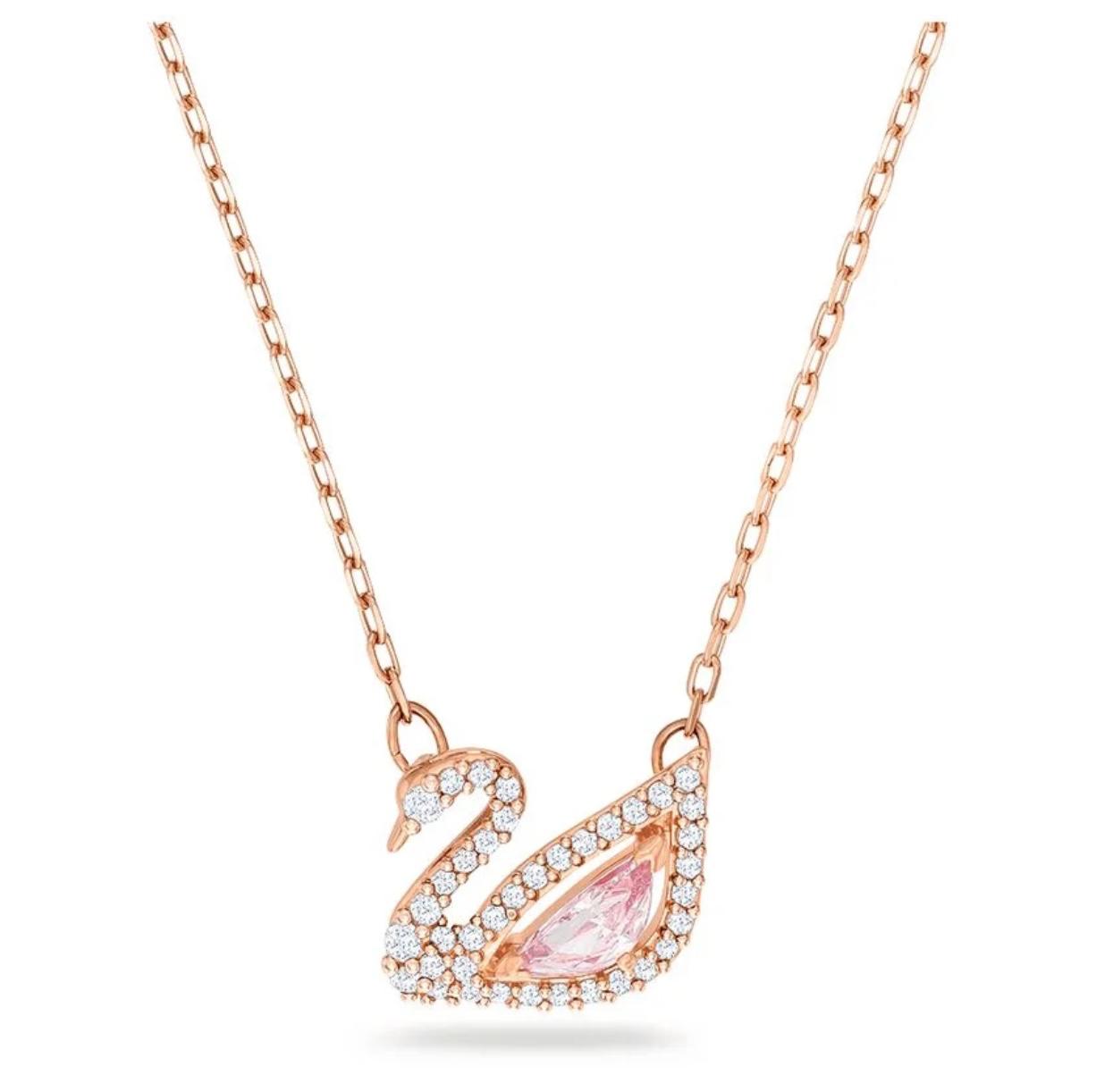 S.WAROSKI SWAN NECKLACE (ROSE GOLD PLATED)
