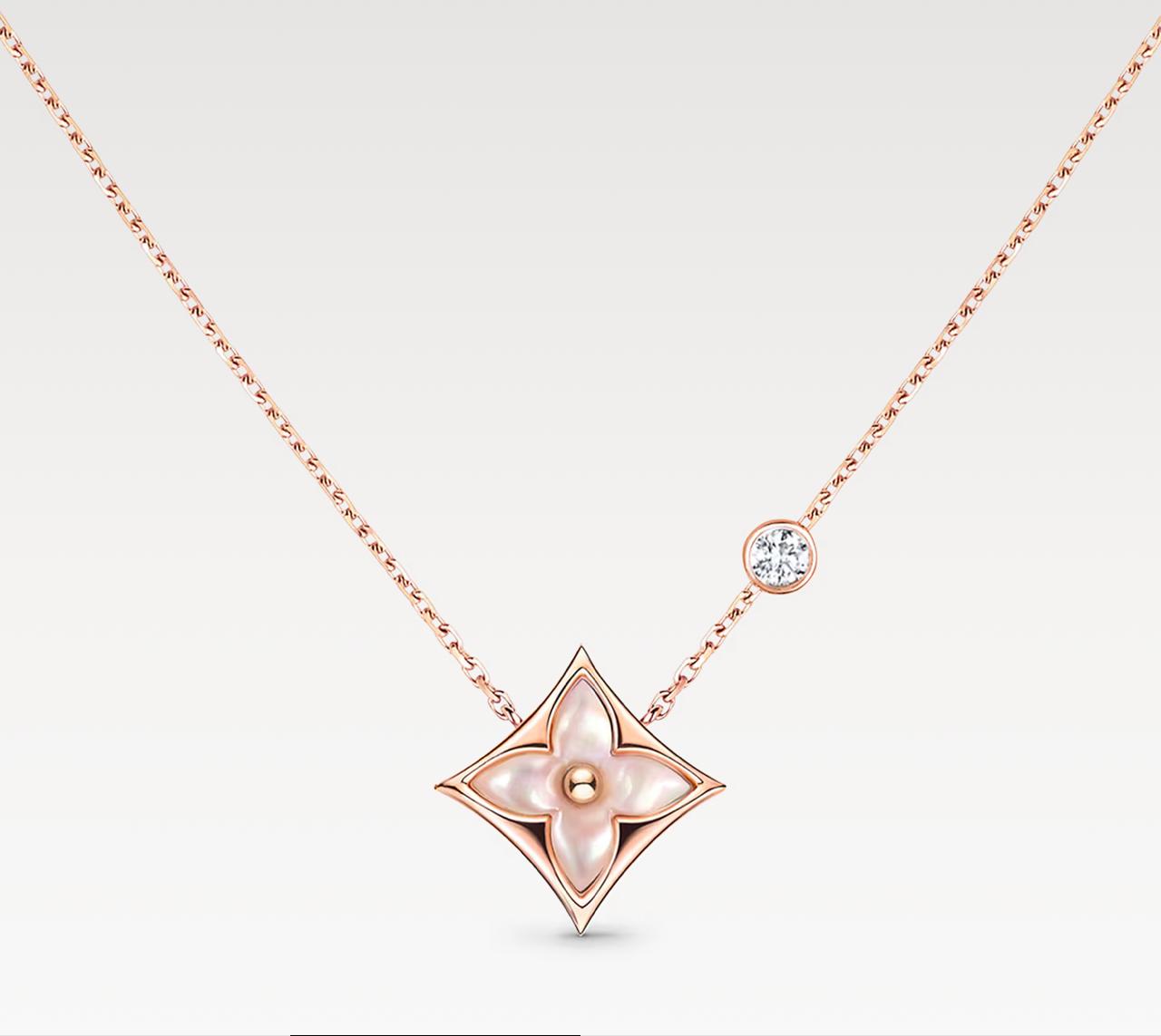 L.V COLOUR BLOSSOM BB STAR PENDANT PINK SHELL (18K ROSE GOLD PLATED)