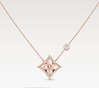 L.V COLOUR BLOSSOM BB STAR PENDANT PINK SHELL (18K ROSE GOLD PLATED)
