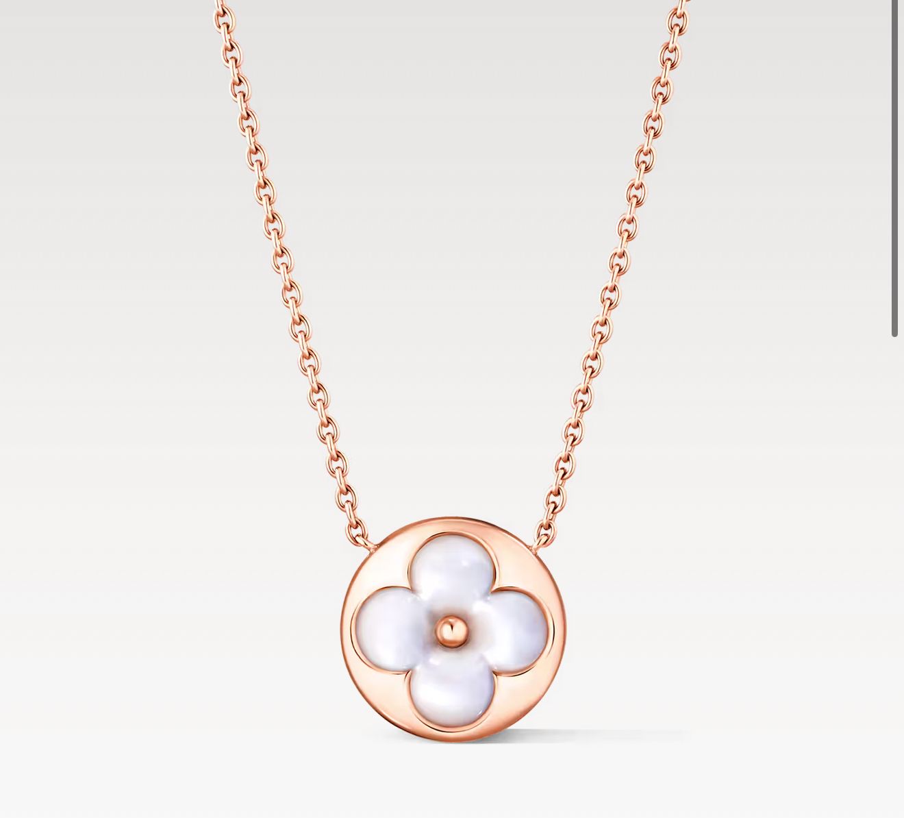 L.V COLOUR BLOSSOM SUN PENDANT WHITE SHELL (18K ROSE GOLD PLATED)