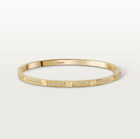 C.ARTIER LOVE BRACELET CLASSIC PAVED THIN MODEL (18K YELLOW GOLD/ROSE GOLD/WHITE GOLD PLATED)