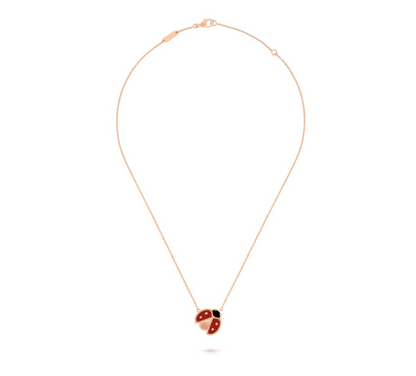 V.ANCLEEF LUCKY SPRING OPEN WINGS LADYBUG PENDANT (18K ROSE GOLD PLATED)