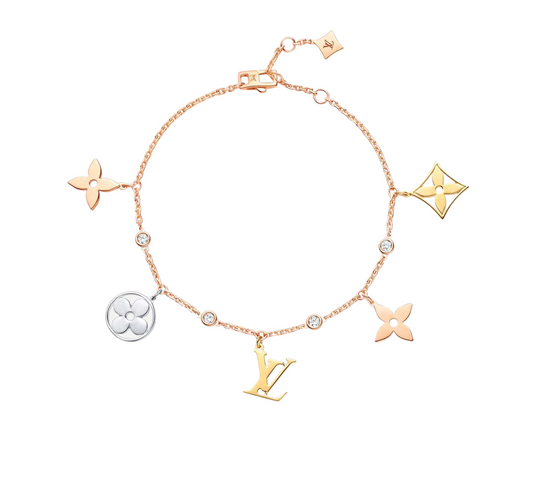 L.OUIS VUITTON IDYLLE BLOSSOM CHARMS BRACELET (18K YELLOW/ROSE/WHITE GOLD PLATED)